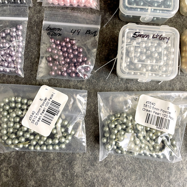 5mm round crystal pearls Swarovski - 12 colors - estate destash