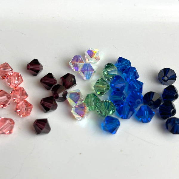 5mm bicone crystal beads - Swarovski? - 288 pcs - 6 color variety