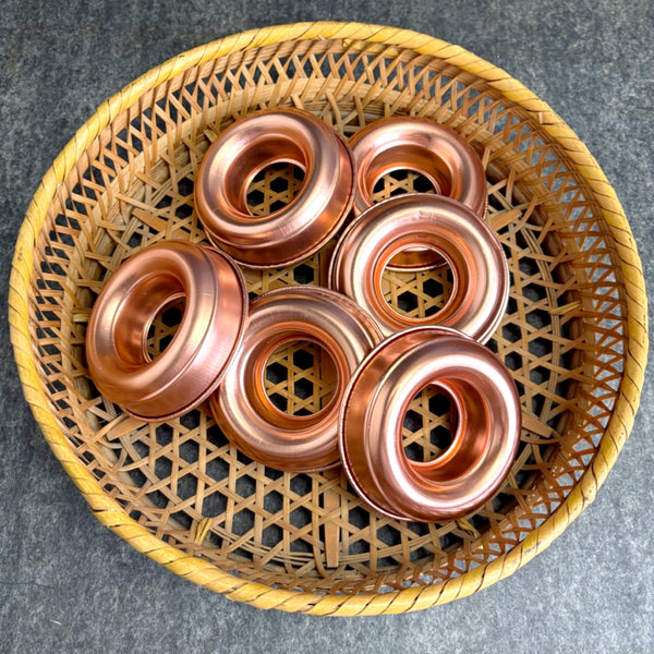 Mid century vintage copper anodized aluminum mini ring mold -  set of 6 - NextStage Vintage