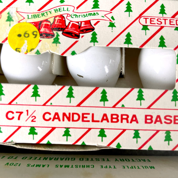 24 C7 1/2 candelabra base white bulbs - vintage - NIB - NextStage Vintage