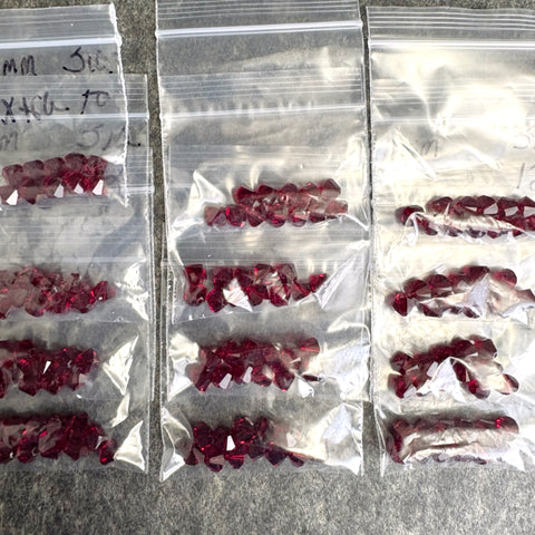 132 6mm crystal bicone beads - siam - Swarovski? estate destash - NextStage Vintage