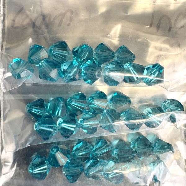 144pc 6mm bicone crystal beads lot Swarovski? – indicolite, blue opal – destash sale - NextStage Vintage