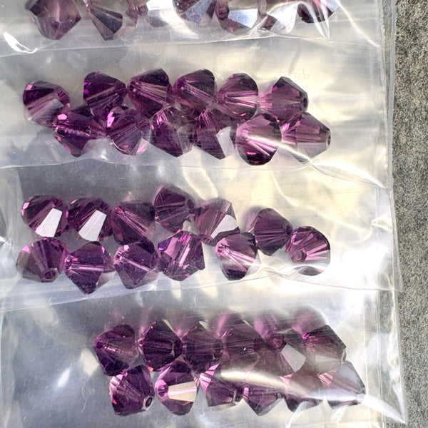 180 pc 6mm bicone crystal beads lot Swarovski? – LAmy2x, purple – destash