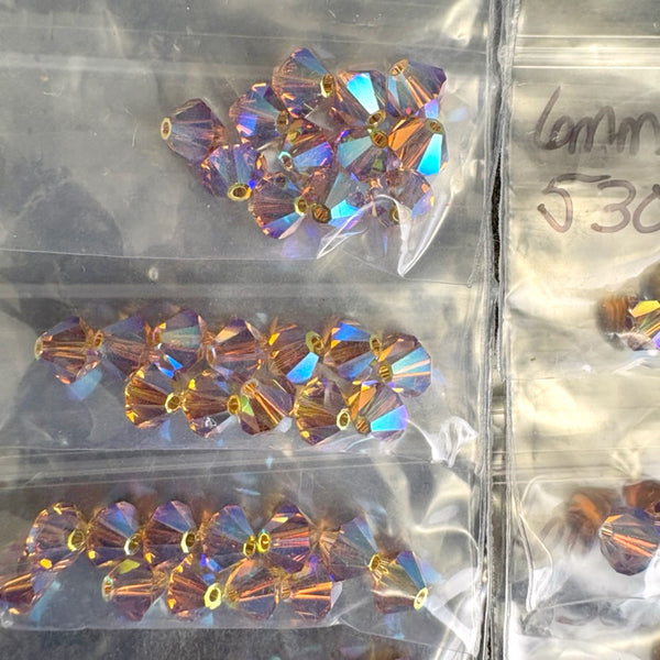 180 pc 6mm bicone crystal beads lot Swarovski? – LAmy2x, purple – destash