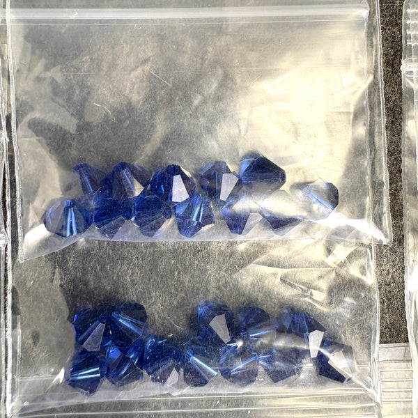 192 pc 6mm crystal bicone beads - 3 blue shades - Swarovski? estate destash - NextStage Vintage