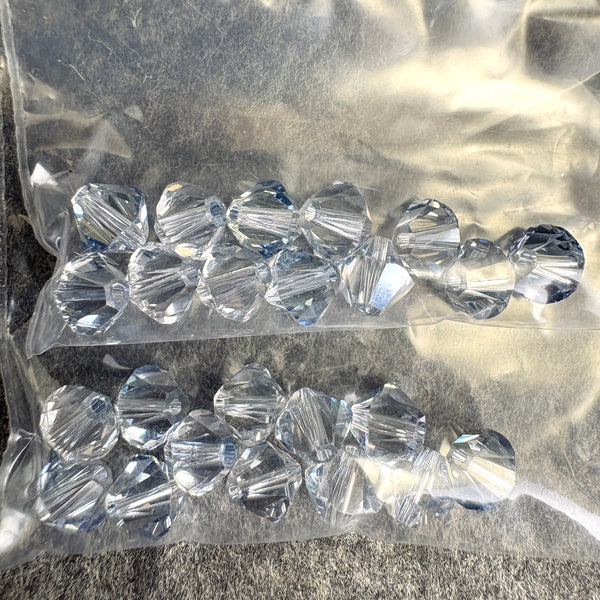 192 pc 6mm crystal bicone beads - 3 blue shades - Swarovski? estate destash - NextStage Vintage