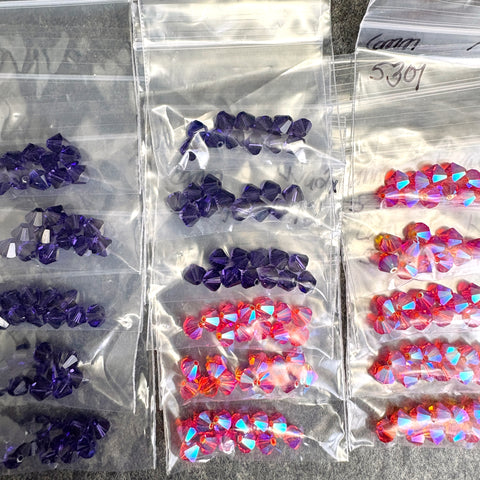 192 pc 6mm crystal bicone beads hyacinth AB2X, purple velvet - Swarovski? destash - NextStage Vintage