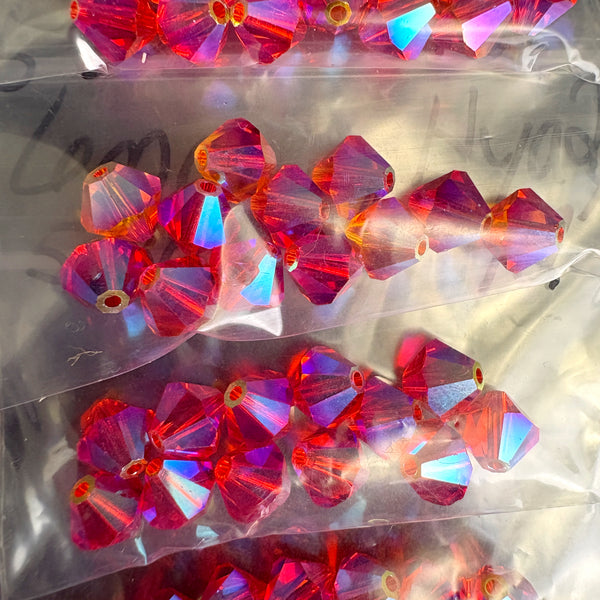 192 pc 6mm crystal bicone beads hyacinth AB2X, purple velvet - Swarovski? destash - NextStage Vintage