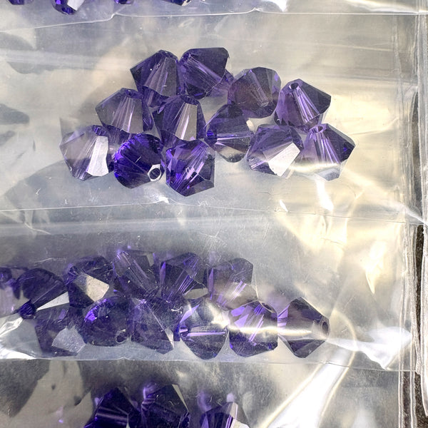 192 pc 6mm crystal bicone beads hyacinth AB2X, purple velvet - Swarovski? destash - NextStage Vintage