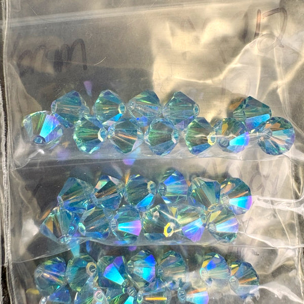 156 pcs 6mm crystal bicone beads Swarovski? - 3 color 2x mix - estate destash - NextStage Vintage