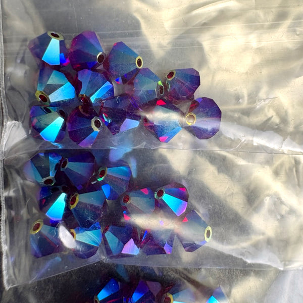 156 pcs 6mm crystal bicone beads Swarovski? - 3 color 2x mix - estate destash - NextStage Vintage