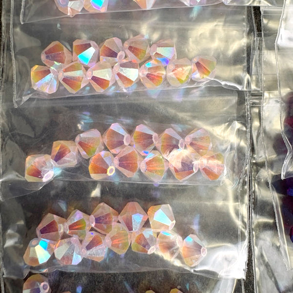 156 pcs 6mm crystal bicone beads Swarovski? - 3 color 2x mix - estate destash - NextStage Vintage