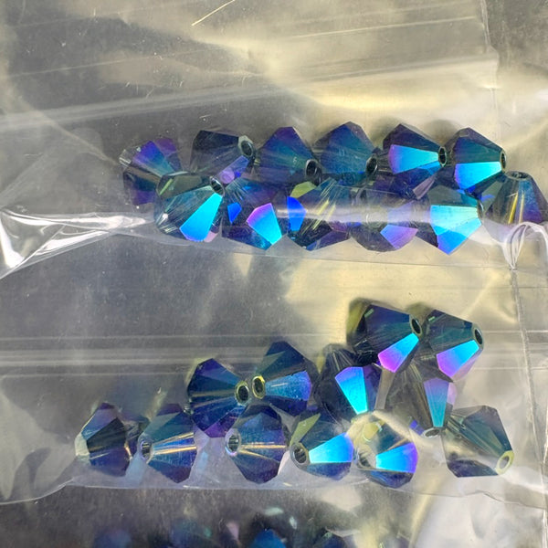 156 pc 6mm crystal bicone beads - ABs and 2x mix - Swarovski? destash - NextStage Vintage