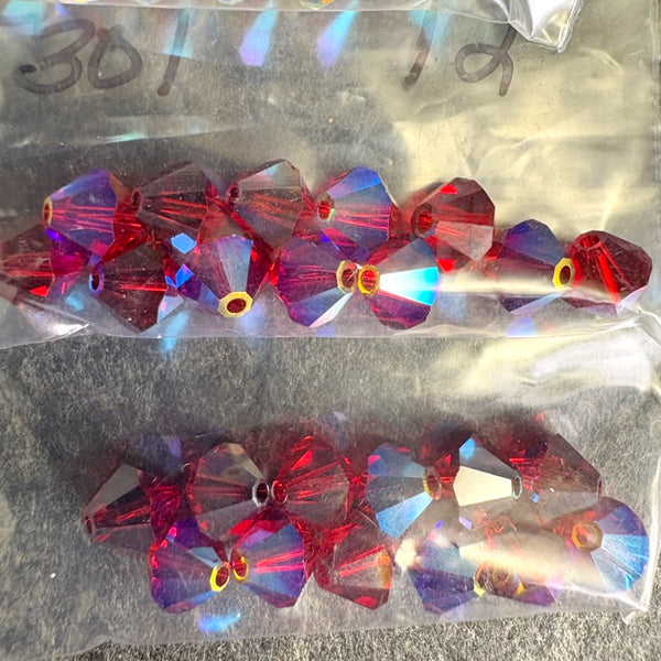156 pc 6mm crystal bicone beads - ABs and 2x mix - Swarovski? destash - NextStage Vintage