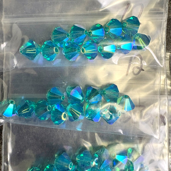 156 pc 6mm crystal bicone beads - ABs and 2x mix - Swarovski? destash - NextStage Vintage