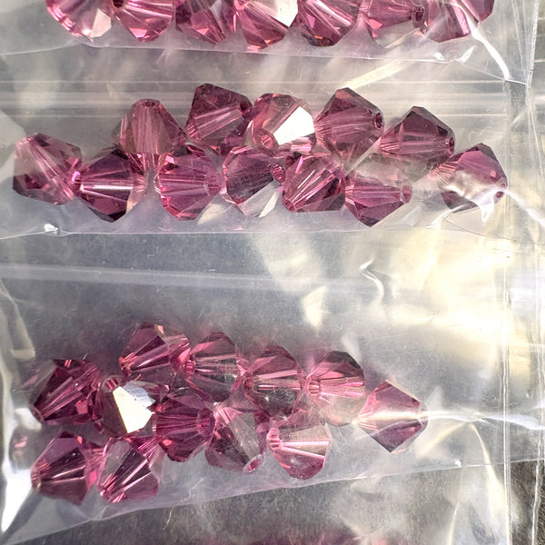 156 pcs 6mm crystal bicone beads - LAmy2x, green2x, purple - Swarovski? destash