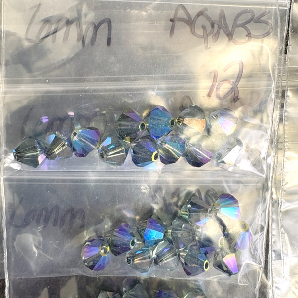 144pc 6mm bicone crystal beads - aqua blues mix - Swarovski? - NextStage Vintage