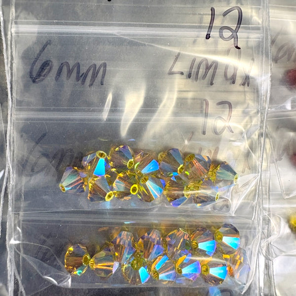156 bicone crystal beads 6mm - autumn colors - Swarovski? - destash - NextStage Vintage