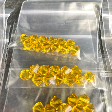 6mm crystal bicone beads Swarovski? - 144 pc. - brown, orange, yellow - estate destash - NextStage Vintage