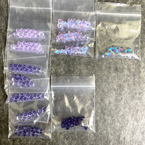 6mm crystal bicone beads Swarovski? - 144 pc - purple lilac colors - estate destash