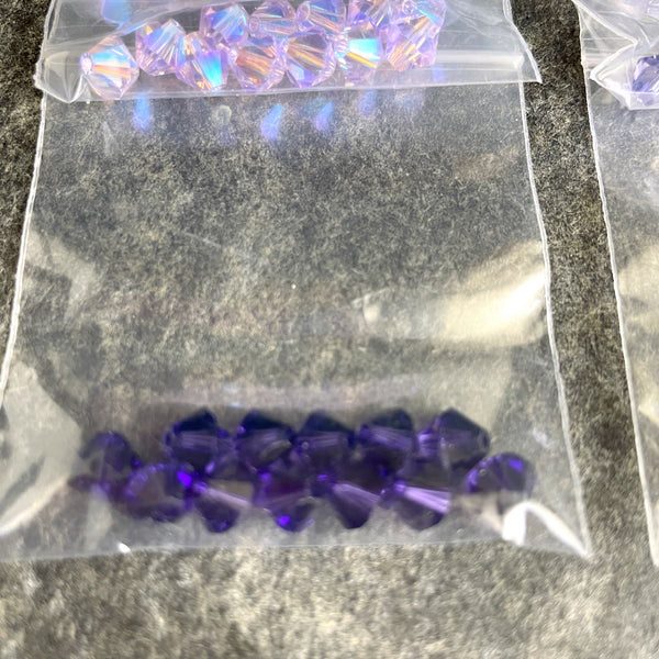 6mm crystal bicone beads Swarovski? - 144 pc - purple lilac colors - estate destash