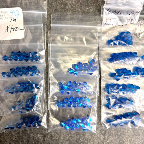 168pc 6mm bicone crystal beads lot Swarovski? – blue, sapphire AB2x – destash - NextStage Vintage