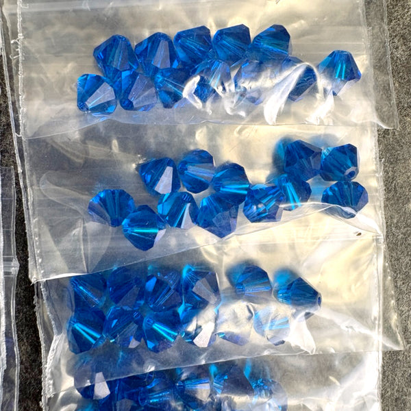 168pc 6mm bicone crystal beads lot Swarovski? – blue, sapphire AB2x – destash - NextStage Vintage