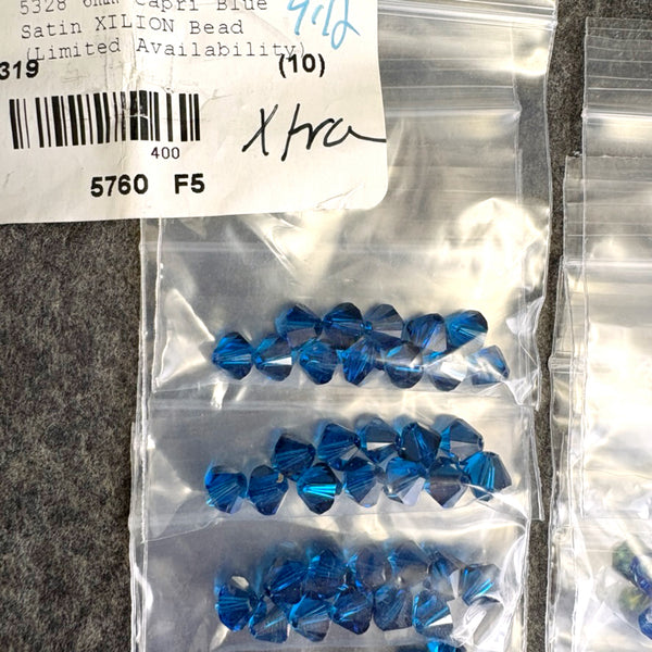 168pc 6mm bicone crystal beads lot Swarovski? – blue, sapphire AB2x – destash - NextStage Vintage