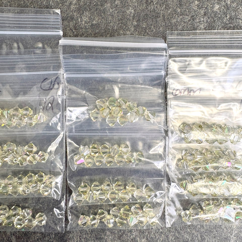 144 pc 6mm crystal bicone beads - crystal luminous green- Swarovski? destash - NextStage Vintage