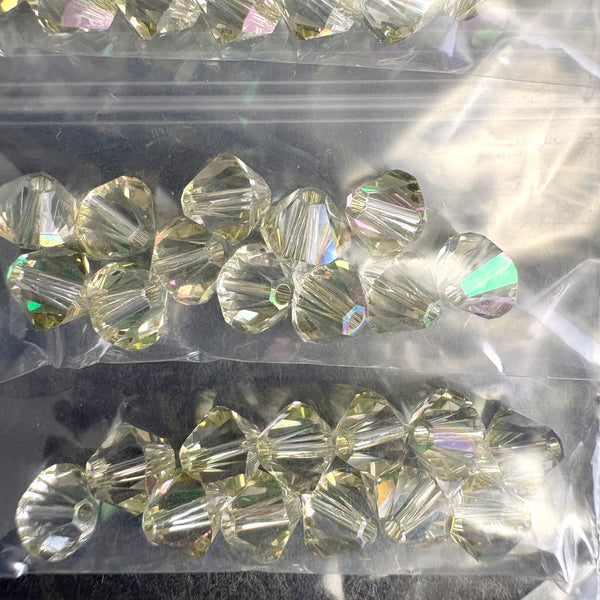144 pc 6mm crystal bicone beads - crystal luminous green- Swarovski? destash - NextStage Vintage