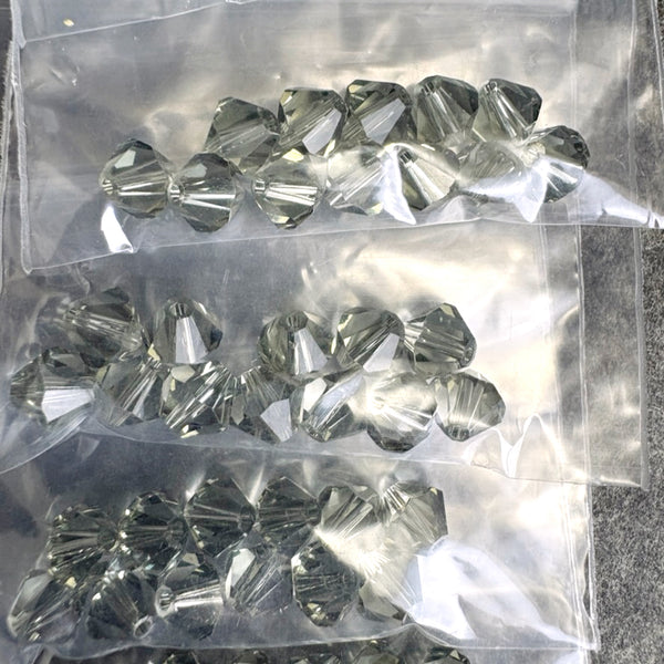 168 pcs 6mm crystal bicone beads - gray, browns - Swarovski? destash - NextStage Vintage