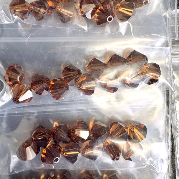 168 pcs 6mm crystal bicone beads - gray, browns - Swarovski? destash - NextStage Vintage