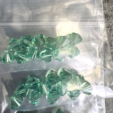 144 pc 6mm crystal bicone beads - green, purple, MT2x - Swarovski? destash - NextStage Vintage