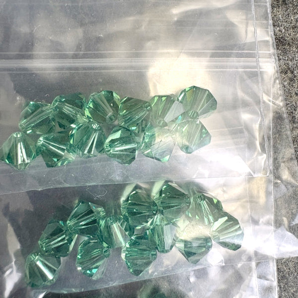 144 pc 6mm crystal bicone beads - green, purple, MT2x - Swarovski? destash - NextStage Vintage