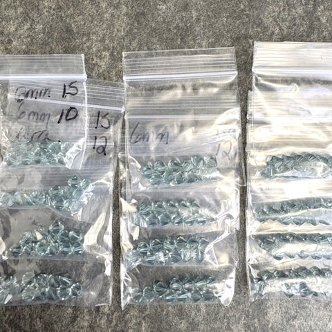 132 pc 6mm crystal bicone beads - indian sapphire - Swarovski? destash - NextStage Vintage
