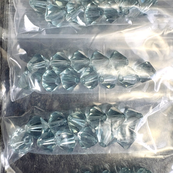 132 pc 6mm crystal bicone beads - indian sapphire - Swarovski? destash - NextStage Vintage