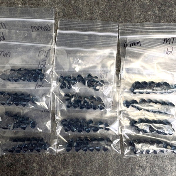 144 pc 6mm crystal bicone beads - montana - Swarovski? - estate destash - NextStage Vintage