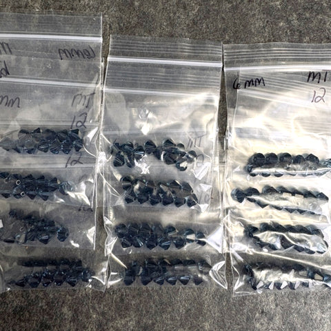 144 pc 6mm crystal bicone beads - montana - Swarovski? - estate destash - NextStage Vintage