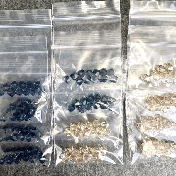 144 pcs 6mm crystal bicone beads - montana and ginger ale - Swarovski? - NextStage Vintage