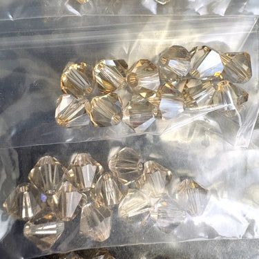 144 pcs 6mm crystal bicone beads - montana and ginger ale - Swarovski? - NextStage Vintage