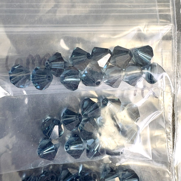 144 pcs 6mm crystal bicone beads - montana and ginger ale - Swarovski? - NextStage Vintage