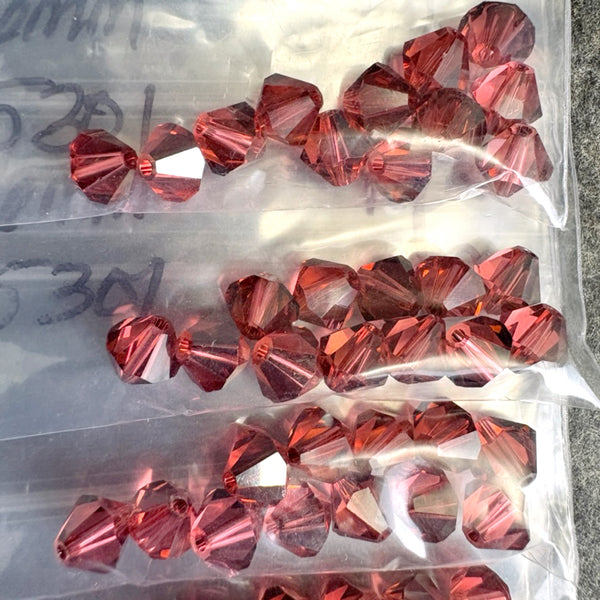 192pc 6mm bicone crystal beads – peach & pink – Swarovski? destash lot - NextStage Vintage