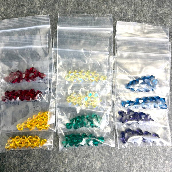 144 pcs - 6mm crystal bicone beads - rainbow colors - Swarovski? destash - NextStage Vintage