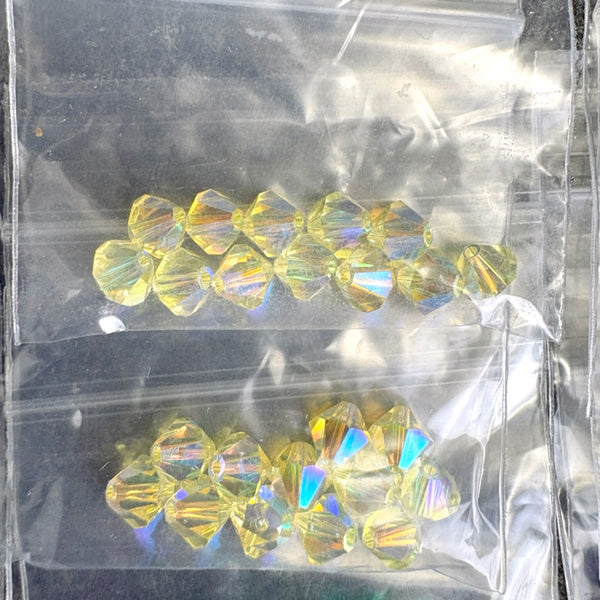 144 pcs - 6mm crystal bicone beads - rainbow colors - Swarovski? destash - NextStage Vintage