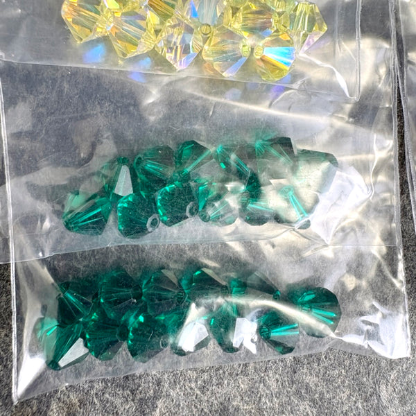 144 pcs - 6mm crystal bicone beads - rainbow colors - Swarovski? destash - NextStage Vintage