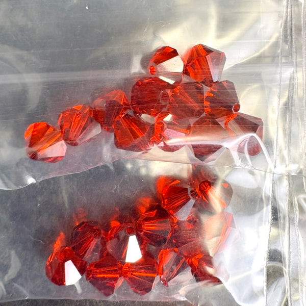 144 pc 6mm crystal bicone beads - 3 rosy oranges - Swarovski? destash - NextStage Vintage