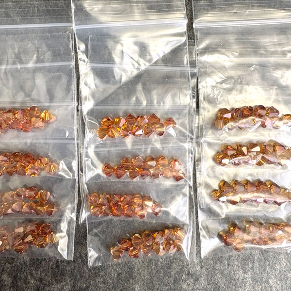 144 pc 6mm crystal bicone beads - topaz -  Swarovski?  destash - NextStage Vintage