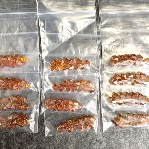 144 pc 6mm crystal bicone beads - topaz -  Swarovski?  destash - NextStage Vintage