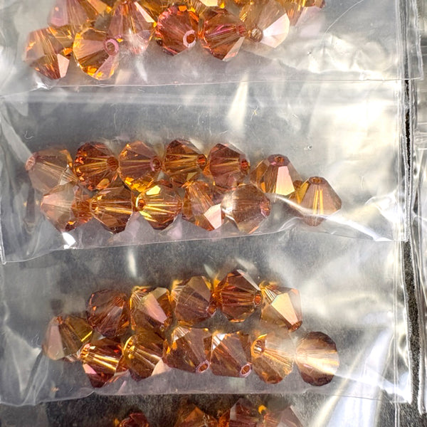 144 pc 6mm crystal bicone beads - topaz -  Swarovski?  destash - NextStage Vintage