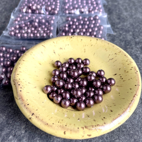 6mm round crystal pearls burgundy Swarovski? - 300 pc - estate destash - NextStage Vintage